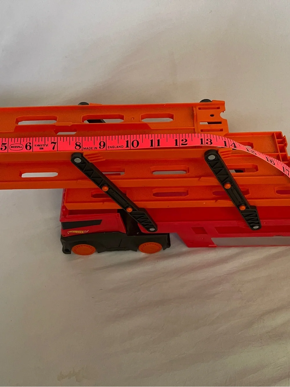 Red & Orange Car Carrier Semi Truck Toy | 3 Levels | Hot Wheels